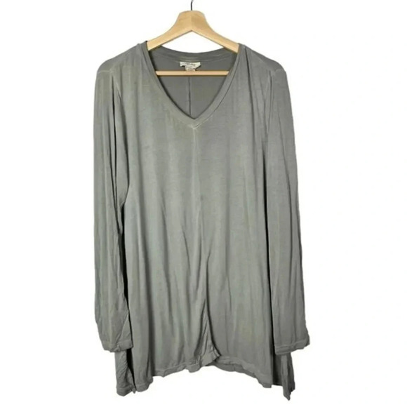 Style & Co Light Gray V-Neck Relaxed Fit Long Sleeve Top M - Picture 1 of 3